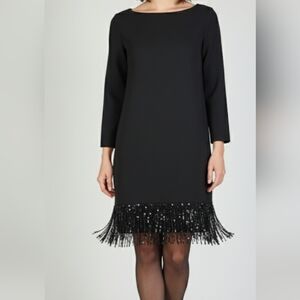 Kate Spade NY 🍓  Sequin Beaded Fringe Little Black Dress Size 2